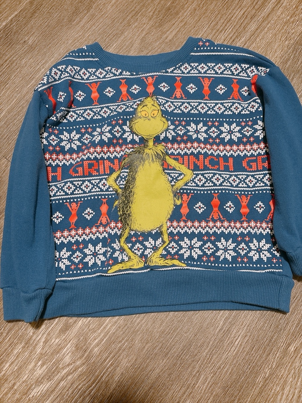 Kids Crewneck Grinch Graphic Sweater - Blue